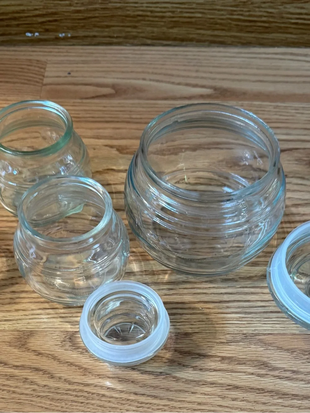 1 Lrg KIG Indonesia clear glass jar featuring a star on lid, 2 other off brand